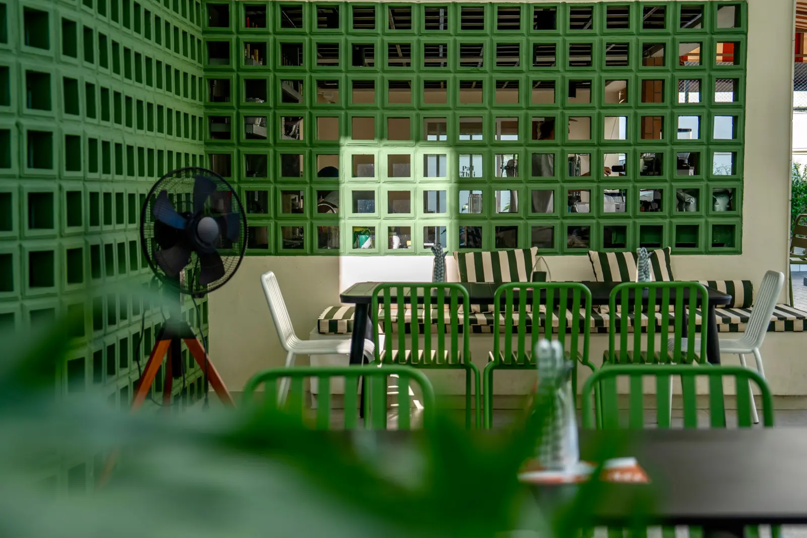 Retro-modern club detailing at Pad Thai Padel Bangkok